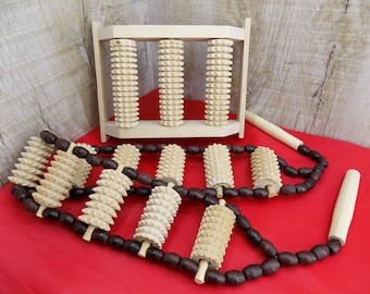 Wooden Body Massager Set: Anti-Cellulite, Osteochondrosis