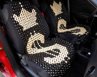 Wooden Bead Car Seat Cover Set, Massage Orthopedic Cushion