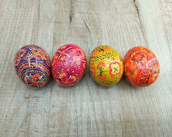 Handgemaakte Pysanka-paaseieren, Oekraïens decor, set van 4