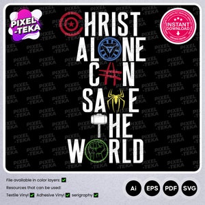 Christus allein kann die Welt retten. Digitaler Sofort-Download | Ai, EPD, SVG, PDF