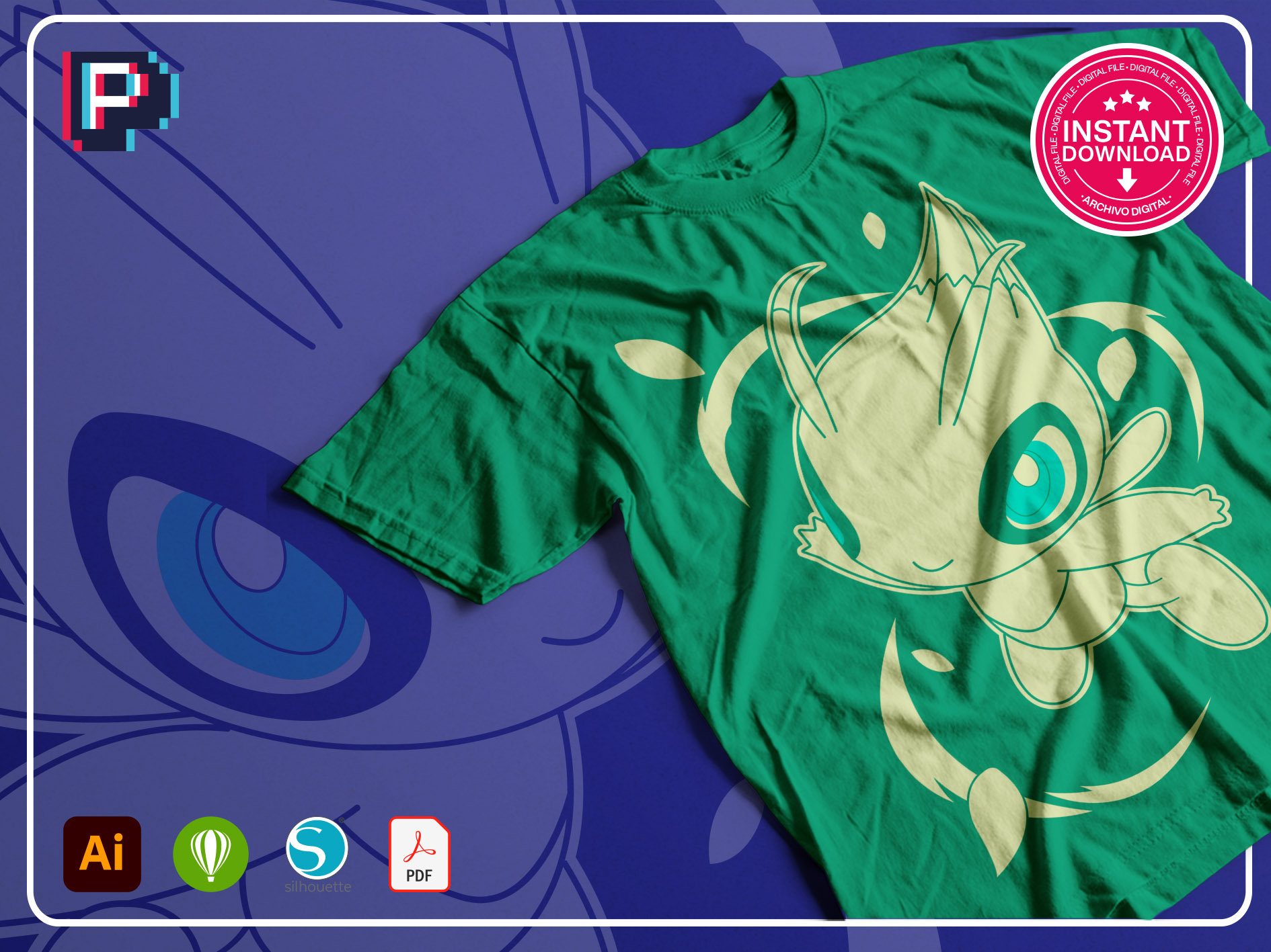 Celebi Pokemon Go T Shirt Cutting File Svg Dxf Studio3 Etsy