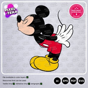 Mickey Kiss Digital Instant Download | Ai, Eps, PDF, Png
