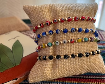 Elastic Evil Eye Bracelet, Red Evil Eye, Colorful Evil Eye Bracelet, Gift For Her, Gift For Him, Birthday, Mom, Protection Amulet, Gift