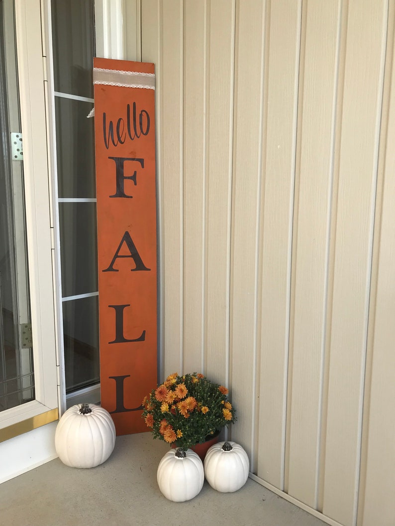 Cute Hello Fall Large Porch sign Tall porch sign Hello Fall Etsy