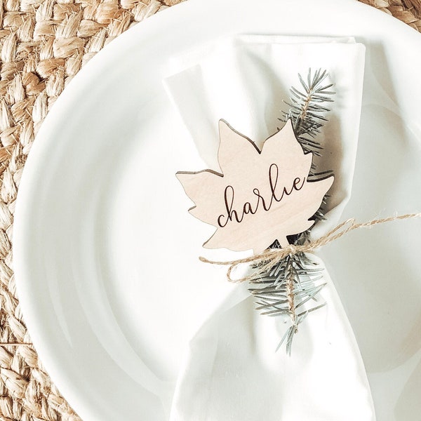 Thanksgiving Table Decor, Leaf Name Cards, Table Place Settings, Thanksgiving Table Setting