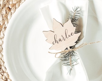 Thanksgiving Table Decor, Leaf Name Cards, Table Place Settings, Thanksgiving Table Setting