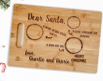 Santa Tray, Milk and Cookies Board, Personalized Santa Cutting Board, Santa Cookie Tray, Christmas Gift