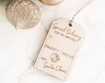 Personalized Santa Gift Tag, From Santa Tag, Christmas Gift Tag, Santas Workshop, From Santa Gift, Custom Name Tags