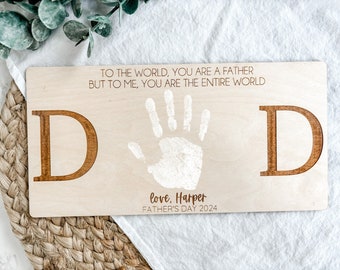 Fathers Day DIY Handprint Sign, Personalized Fathers Day Gift, Best Dad Ever Hands Down, Gift for Dad, DIY Fathers Day Gift
