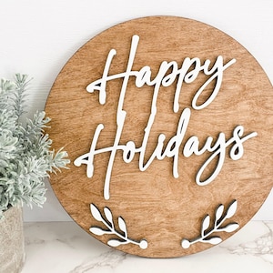 Happy Holidays Sign, Christmas Door Hanger, Farmhouse Christmas Decor, Christmas Wood Signs, Christmas Front Door Decor, Holiday Decor