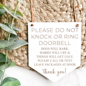 Baby Sleeping Sign, Don't Ring Doorbell, Front Door Sign, Do Not Disturb Sign, Do Not Knock Sign, Baby Shower Gift image 2