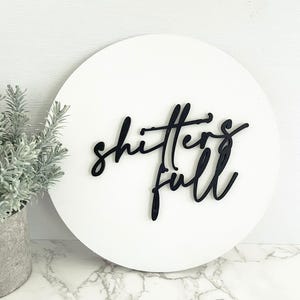 Letrero de "Defecar está lleno", Letreros navideños divertidos, Vacaciones navideñas, Letrero de madera navideño, Decoración de pared para baño, Letreros divertidos para baño imagen 3