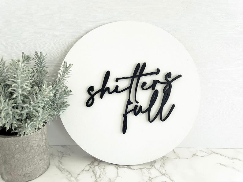 Letrero de "Defecar está lleno", Letreros navideños divertidos, Vacaciones navideñas, Letrero de madera navideño, Decoración de pared para baño, Letreros divertidos para baño imagen 3