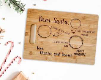 Bandeja de Papá Noel, tabla para leche y galletas, tabla de cortar de Papá Noel personalizada, bandeja para galletas de Papá Noel, regalo de Navidad