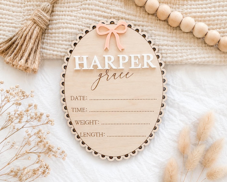 Personalized Hospital Birth Announcement Sign, Baby Name Keepsake Gift