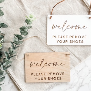 Please Remove Your Shoes Sign, No Shoes Sign, Remove Shoes Sign, Front Door Sign, Front Door Hanger, Shoes Off Sign image 2