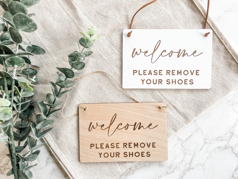 Please Remove Your Shoes Sign, No Shoes Sign, Remove Shoes Sign, Front Door Sign, Front Door Hanger, Shoes Off Sign image 2