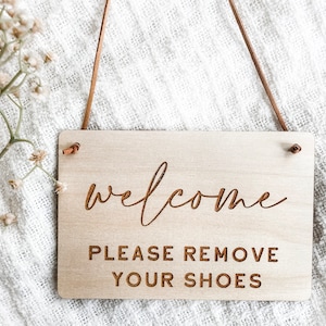 Please Remove Your Shoes Sign, No Shoes Sign, Remove Shoes Sign, Front Door Sign, Front Door Hanger, Shoes Off Sign image 1