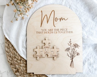 Mom Puzzle Piece Sign, Mothers Day Keepsake Gift, Mothers Day Gift from Kids, Mothers Day Sign, Gift for Grandma, Gift for Mom