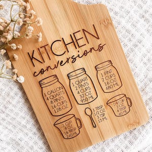 Kitchen Measurement Chart, Kitchen Conversion Chart, Kitchen Conversion Table, Mothers Day Gift, Conversion Cutting Board, Gift for Mom