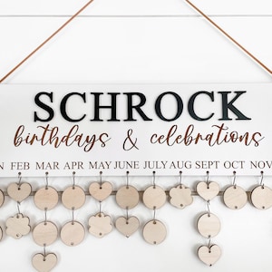 Custom Family Birthday Board, Personalized Celebrations Calendar, Mothers Day Gift for Mom and Parents, Birthday Tracker, Birthday Reminder
