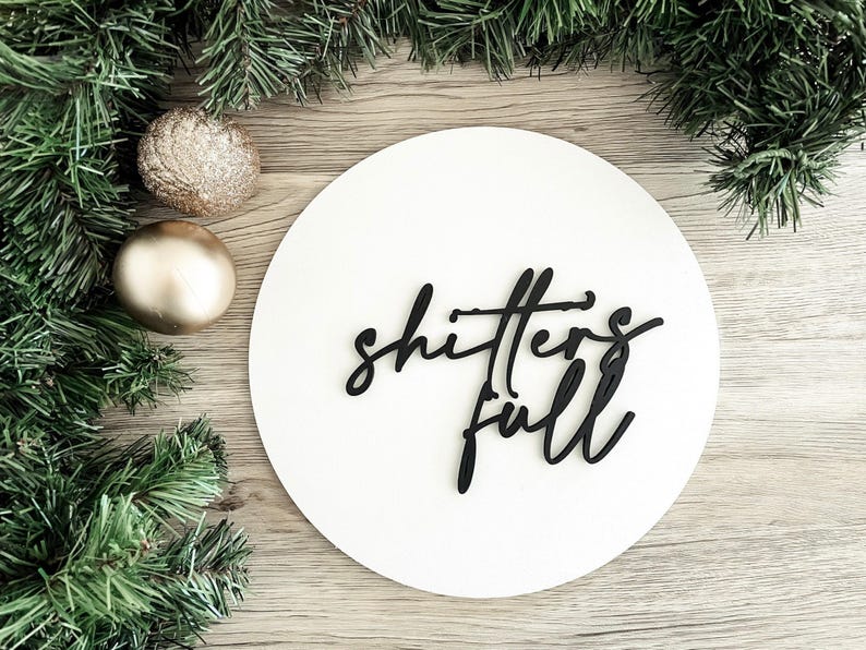 Letrero de "Defecar está lleno", Letreros navideños divertidos, Vacaciones navideñas, Letrero de madera navideño, Decoración de pared para baño, Letreros divertidos para baño imagen 1