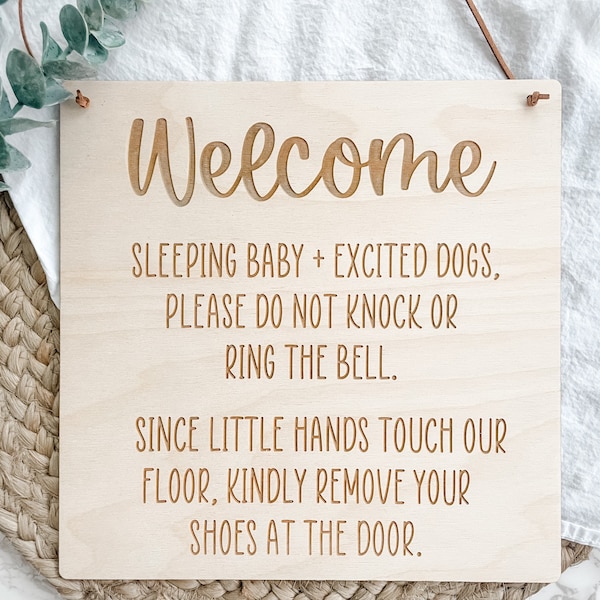 Baby Sleeping Sign, Do Not Ring Doorbell Sign, Remove Shoes Sign, No Soliciting Sign, Do Not Disturb Sign, Do Not Knock Sign, Shoes Off Sign