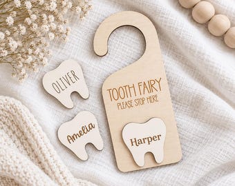 Personalized Tooth Fairy Door Hanger, Tooth Money Holder, Lost Tooth Keepsake for Kids