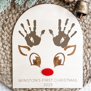 Reindeer Baby Handprint Art, Babys First Christmas, My First Christmas, Christmas Keepsake, Baby Keepsake, Christmas Craft, DIY Craft