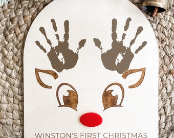 Reindeer Baby Handprint Art, Babys First Christmas, My First Christmas, Christmas Keepsake, Baby Keepsake, Christmas Craft, DIY Craft