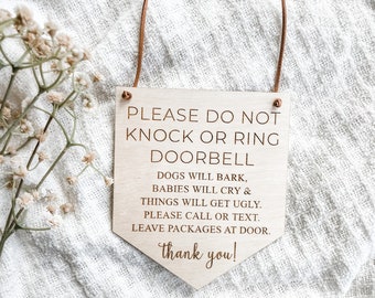 Baby Sleeping Sign, Don't Ring Doorbell, Front Door Sign, Do Not Disturb Sign, Do Not Knock Sign, Baby Shower Gift