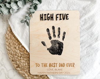 Fathers Day DIY Handprint Sign, Personalized Fathers Day Gift, High Five to the Best Dad, Gift for Dad, DIY Fathers Day Gift