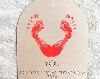 Valentine's Day Footprint Sign, Baby's First Valentine's, Valentines Day DIY, Valentine's Crafts, Valentines Day Gifts, My First Valentine's