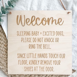 Baby Sleeping Sign, Do Not Ring Doorbell Sign, Remove Shoes Sign, No Soliciting Sign, Do Not Disturb Sign, Do Not Knock Sign, Shoes Off Sign