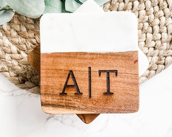 Personalized Wedding Gift Coasters, Personalized Coasters, Wood and Marble Coasters, Housewarming Gift, Closing Gift