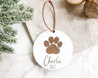 Personalized Dog Ornament, Dog Stocking Tag, Personalized Dog Paw Ornament, Customized Pet Ornament, New Dog Owner Gift, Dog Memorial