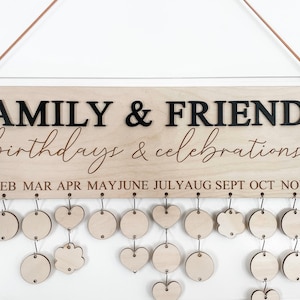 Family and Friends Birthday Board, Family Birthday Sign, Family Celebrations Board, Mothers Day Gift, Gift for Mom, Gift for Parents