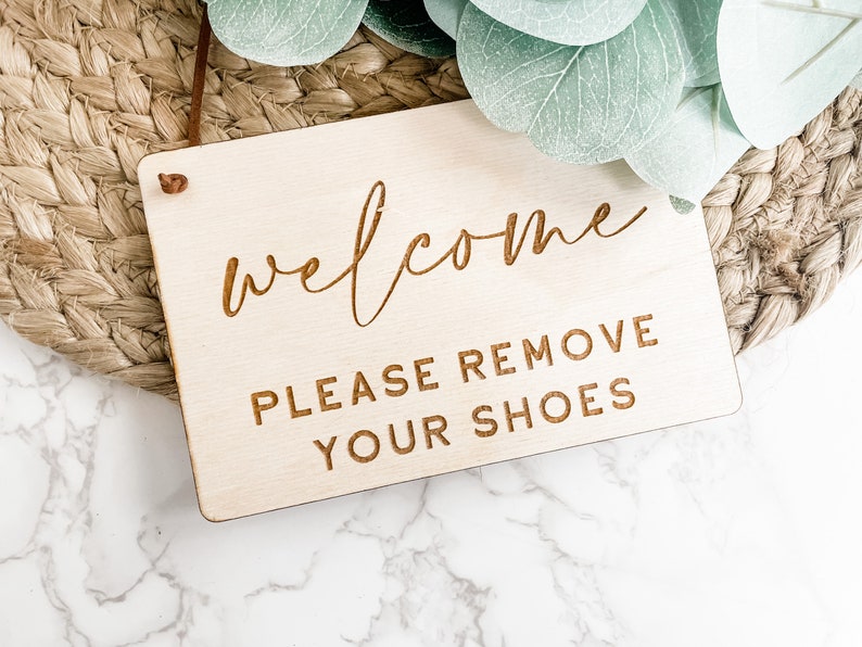 Please Remove Your Shoes Sign, No Shoes Sign, Remove Shoes Sign, Front Door Sign, Front Door Hanger, Shoes Off Sign image 5