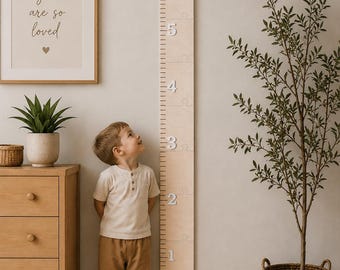 Regla de crecimiento personalizada, medidor de altura de madera, registro de crecimiento infantil, decoración de pared para guardería, letrero con nombre personalizado, regalo para abuelos