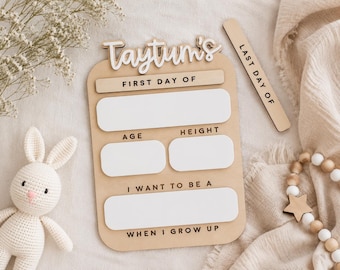 Personalized First & Last Day School Board, Reusable Back to School Photo Prop