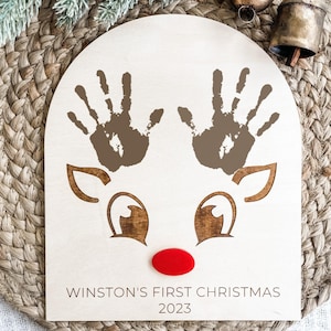 Reindeer Baby Handprint Art, Babys First Christmas, My First Christmas, Christmas Keepsake, Baby Keepsake, Christmas Craft, DIY Craft image 1