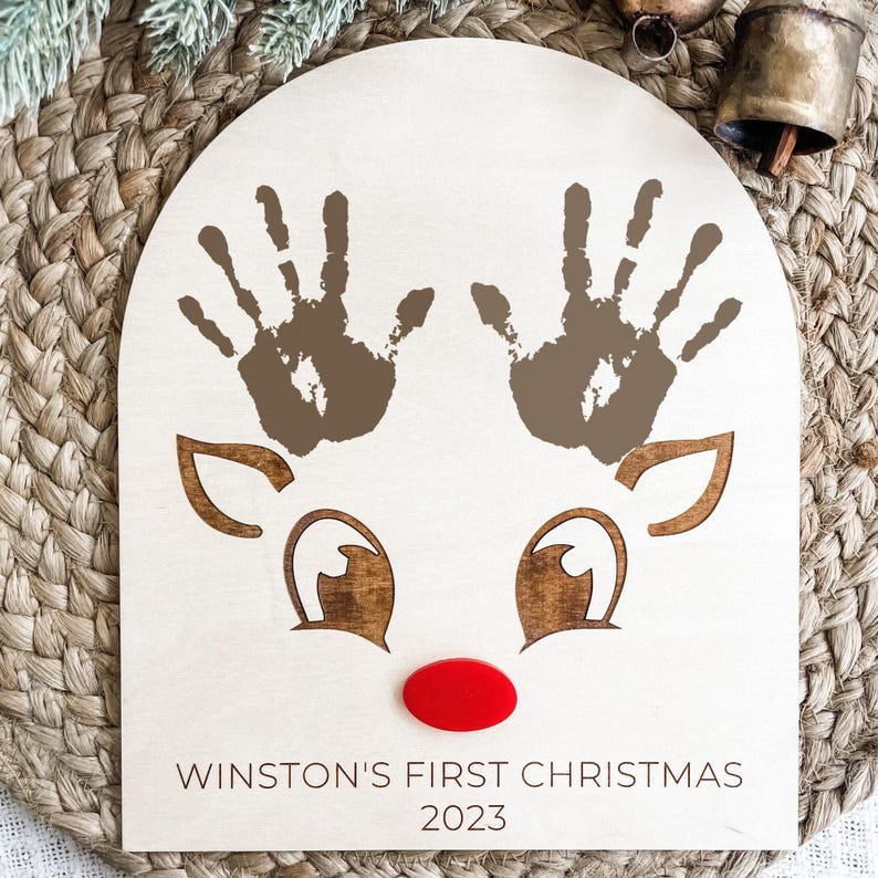 Reindeer Baby Handprint Art, Babys First Christmas, My First Christmas, Christmas Keepsake, Baby Keepsake, Christmas Craft, DIY Craft image 1