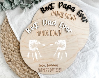 Fathers Day Handprint Sign, DIY Handprint Sign, Fathers Day Gift, Best Dad Ever Hands Down, Gift for Dad, DIY Fathers Day Gift