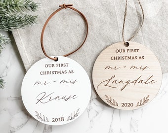 Newlywed Christmas Ornament, Keepsake Ornament, First Christmas Married Ornament, Our First Christmas Ornament, Mr and Mrs Ornament