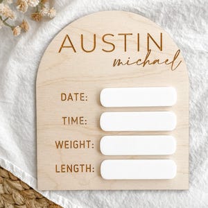 Baby Name Sign for Hospital, Birth Announcement Plaque, Birth Announcement Sign, Baby Announcement Sign, Hospital Name Sign, Birth Stat Sign