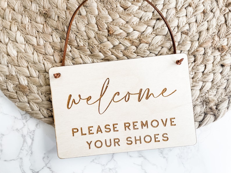 Please Remove Your Shoes Sign, No Shoes Sign, Remove Shoes Sign, Front Door Sign, Front Door Hanger, Shoes Off Sign image 6