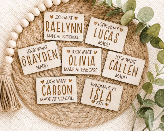 Personalized Kids Art Display Magnet, Look What I Made Fridge Magnet, Custom School Artwork Magnet, Preschool Keepsake, Back to School Gift