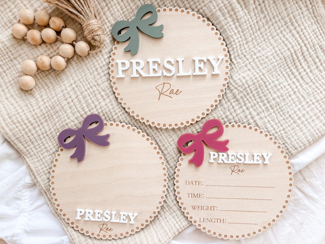 Personalized Birth Announcement Set, Baby Name Sign, Birth Stats Sign ...
