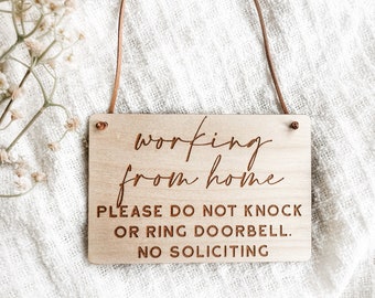 Working From Home Sign, Do Not Disturb Sign, Do Not Ring Doorbell, Do Not Knock Sign, Front Door Sign, WFH Sign, No Soliciting