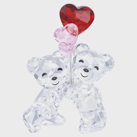 Sparkling Swarovski Crystal Kris Bear Figurine Heart Balloons